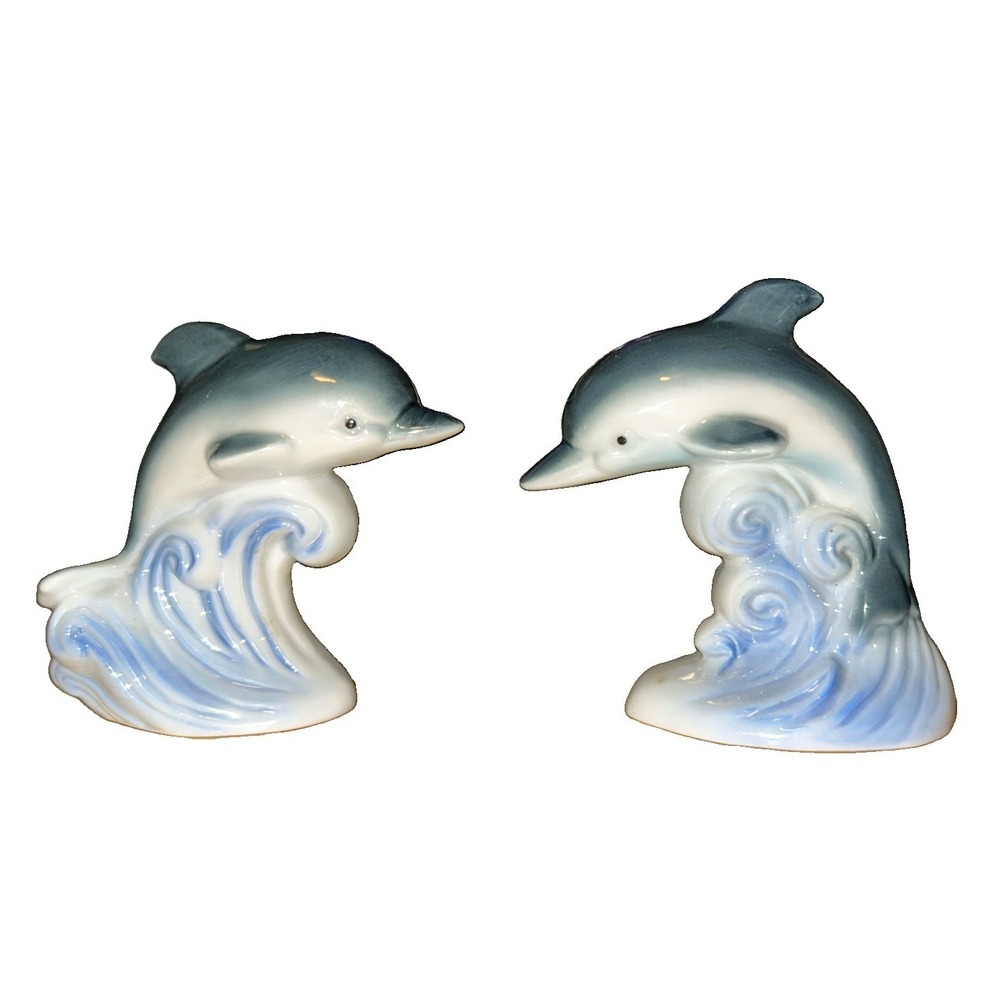 Vintage Dolphin Salt and Pepper Shaker Figurines Made in Japan